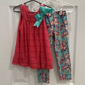 Rare Editions toddler girls 4T pink/blue outfit